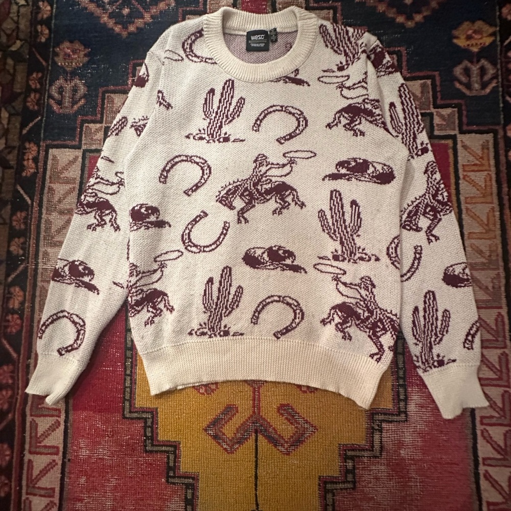 Wesc Cream and Brown Patterned Sweater